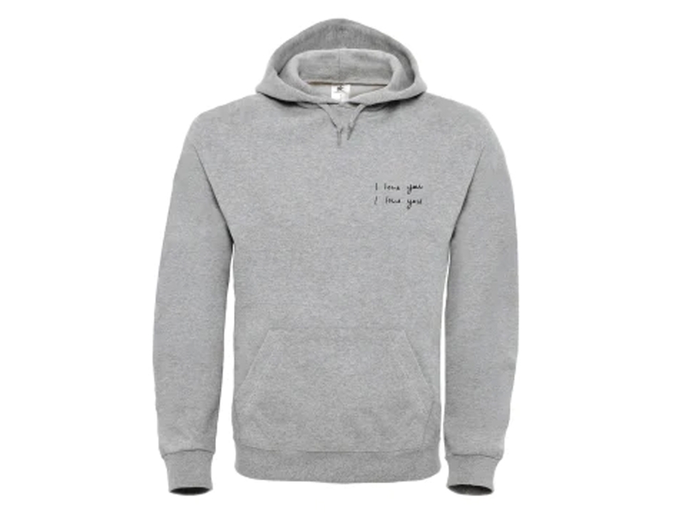 I LOVE YOU Hooded Sweater Grey