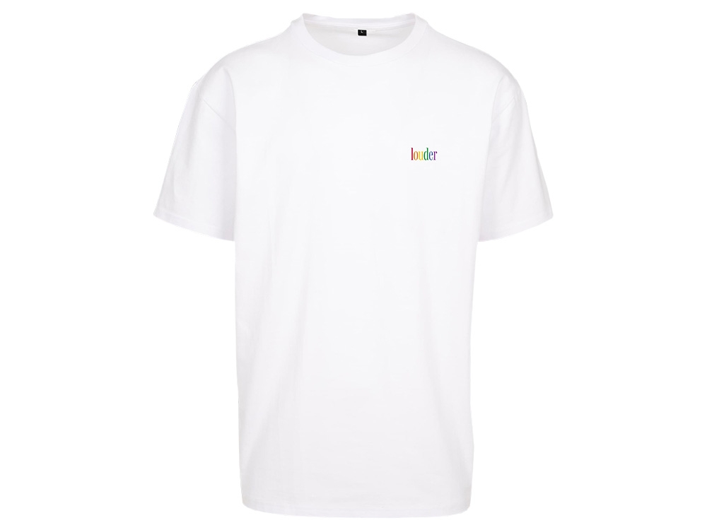 Louder Oversized T-shirt White Rainbow Embroidered