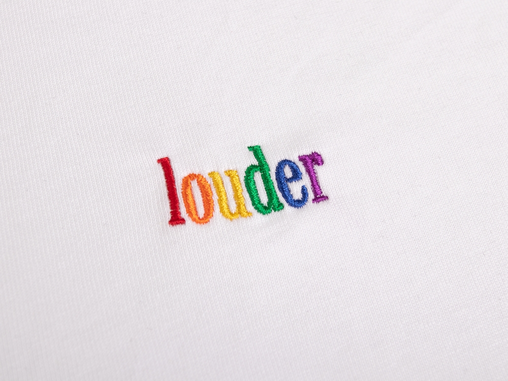 Louder Oversized T-shirt White Rainbow Embroidered